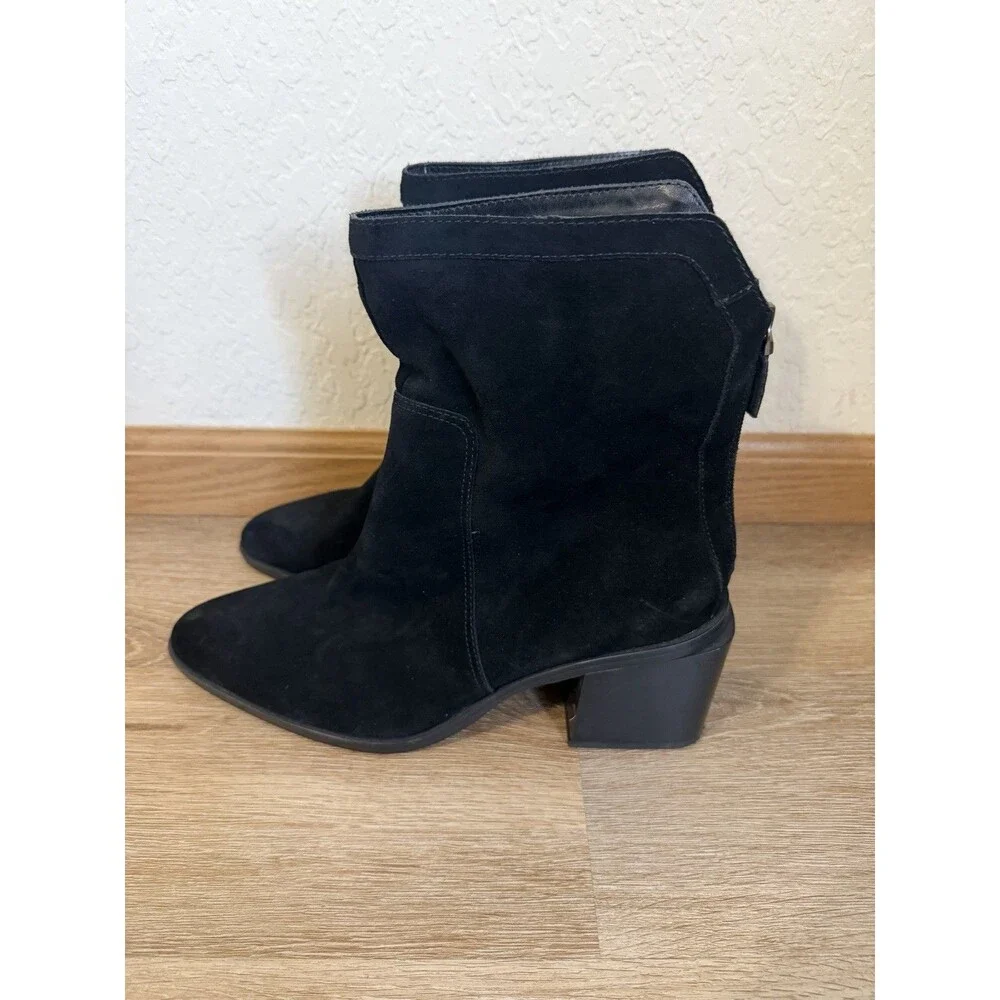 Vince Camuto Kortimy Black Suede Heeled Ankle Boots Size Womens 11 Fall Zip
